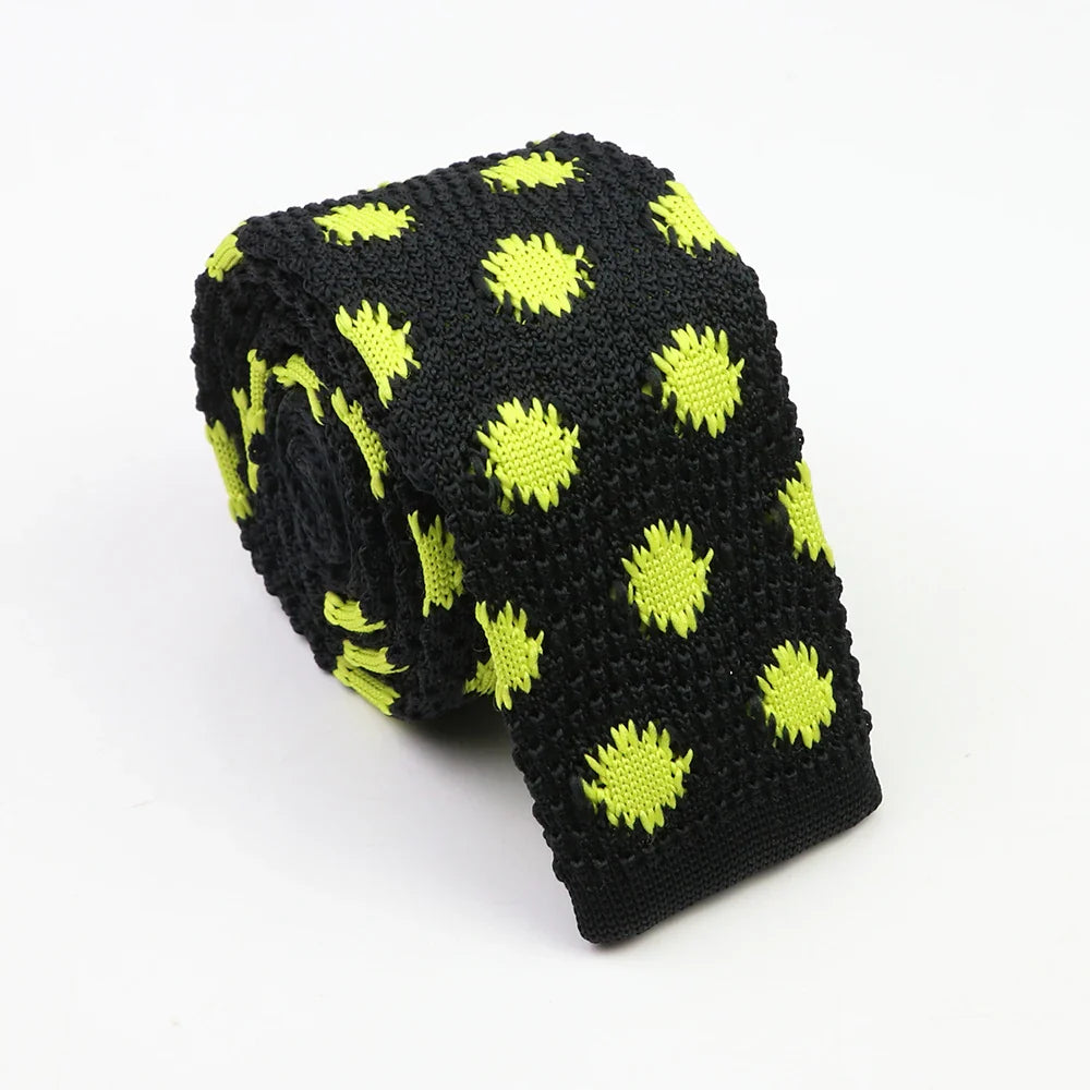 Classic Knit Neck Tie for Men — 6cm Plaid & Dots Casual Business Wedding Tie