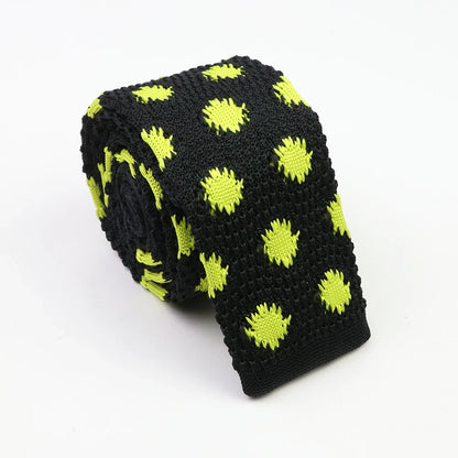 Classic Knit Neck Tie for Men — 6cm Plaid & Dots Casual Business Wedding Tie