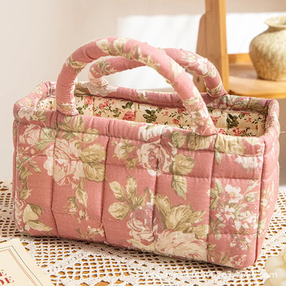 Foldable Cotton Storage Basket – Small Portable Home Organizer for Underwear, Toys, Cosmetics & Misc Items