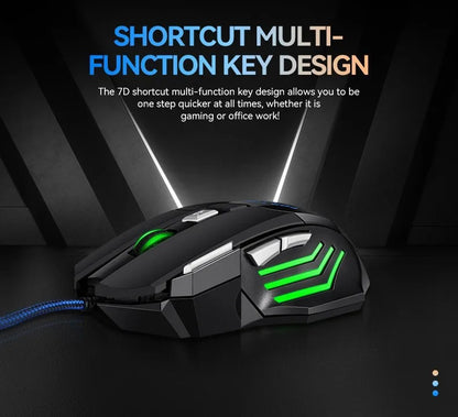 Hyperspeed USB Gaming Mouse | RGB Backlit Ergonomic 7D Wired Mouse for Laptop & PC Gamer