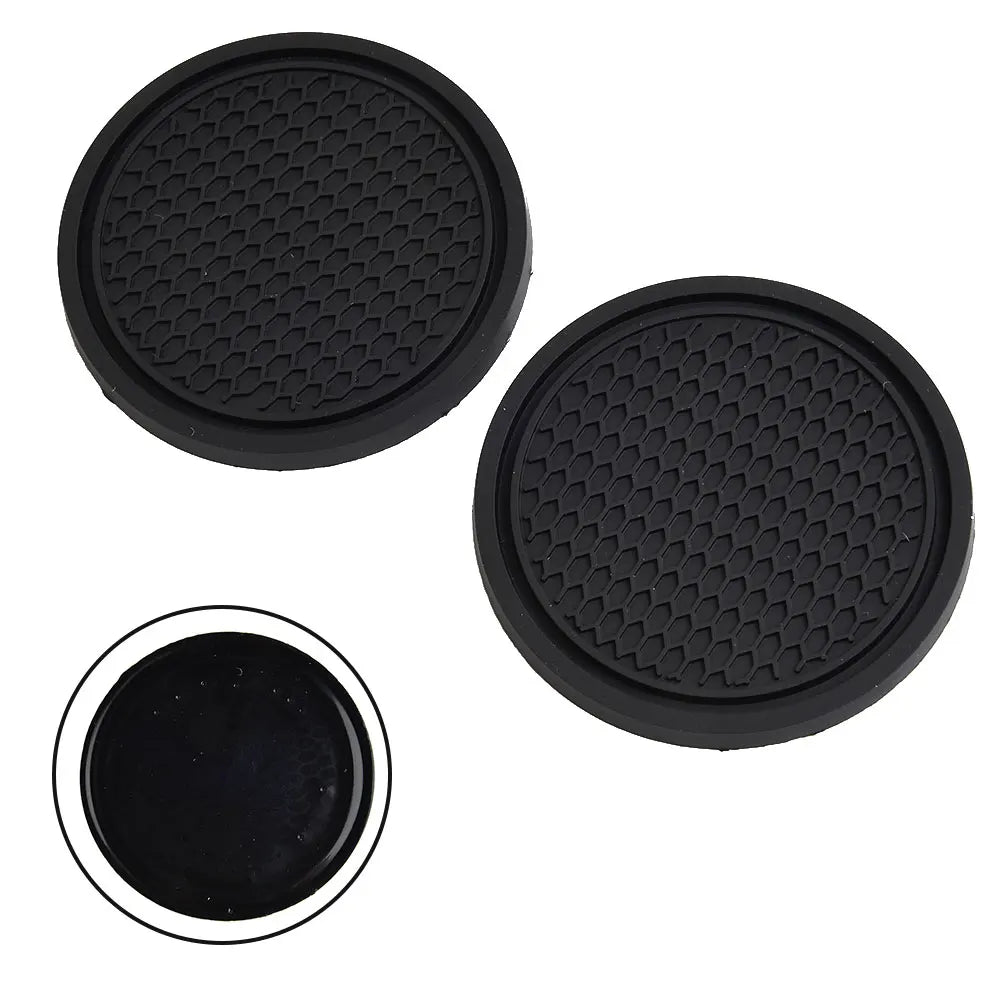 2pcs Black Car Auto Cup Holder Coasters - Anti-Slip Insert Pads for Interior Accessories - Universal Fit for Most Cups