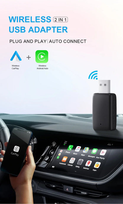 NEW 2-in-1 Mini Wireless CarPlay & Android Auto Adapter – Wired to Wireless Plug & Play for 99% OEM Cars
