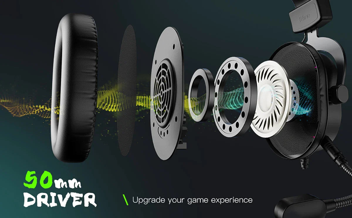 Fifine RGB Dynamic Gaming Headset — Over-Ear Mic Headphones with 7.1 Surround Sound & 3 EQ Modes for PC, PS4, PS5, Games & Music