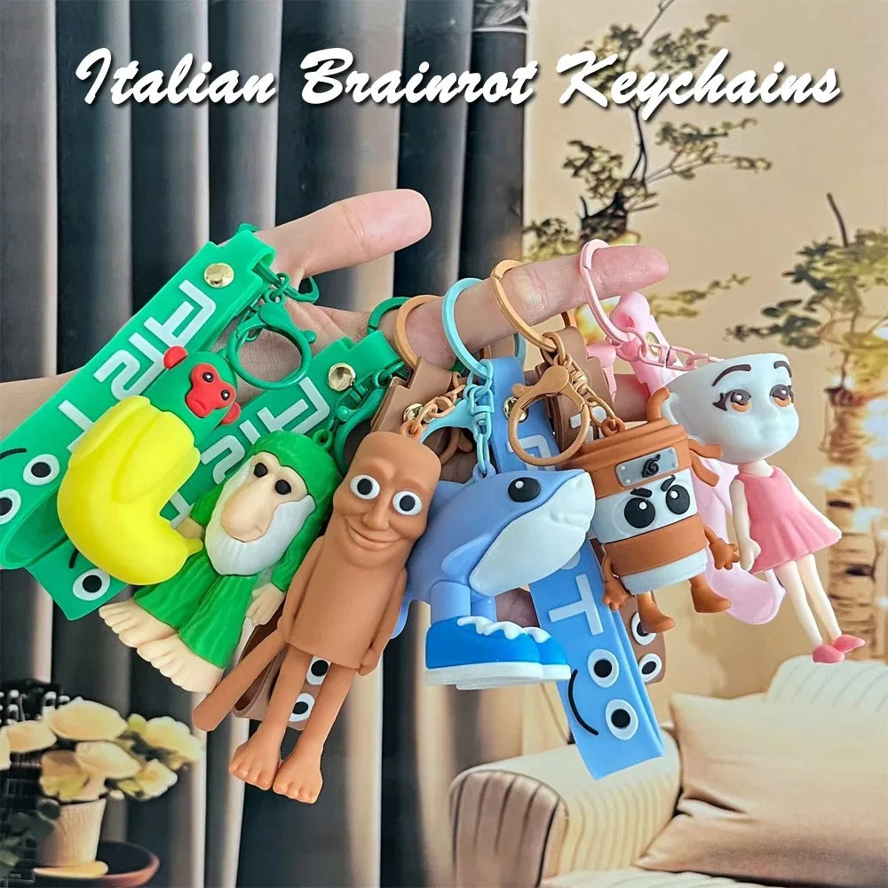 2026 New Italian Brainrot Keychain — Fun Tralalero & Tung Tung Tung Sahur Ballerina Cappuccino Doll Keyring Gift