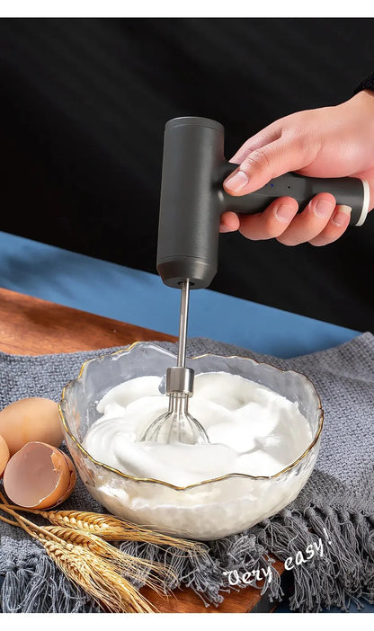 Wireless Electric Handheld Mixer – 3-Speed Portable Egg Beater for Baking, Dough & Cream