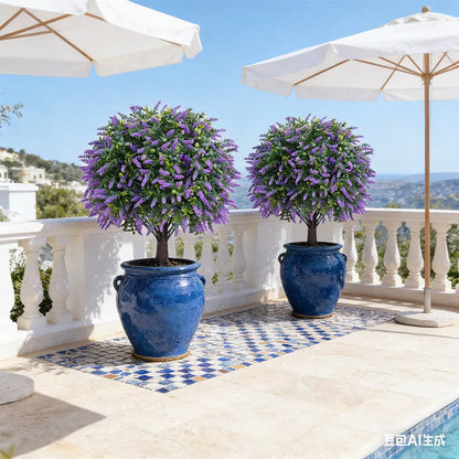 Artificial Lavender Tree - UV-Resistant Faux Greenery Plant for Garden & Porch Decor