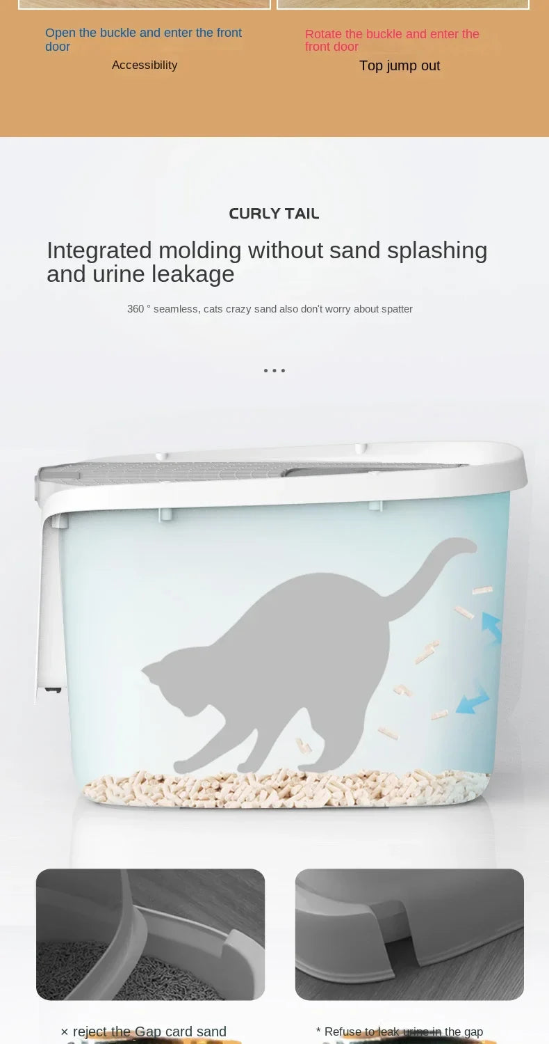 High-Value Super Large Cat Litter Box – Multi-Directional Access Cat Toilet with Lift Cover and Easy-Clean Design