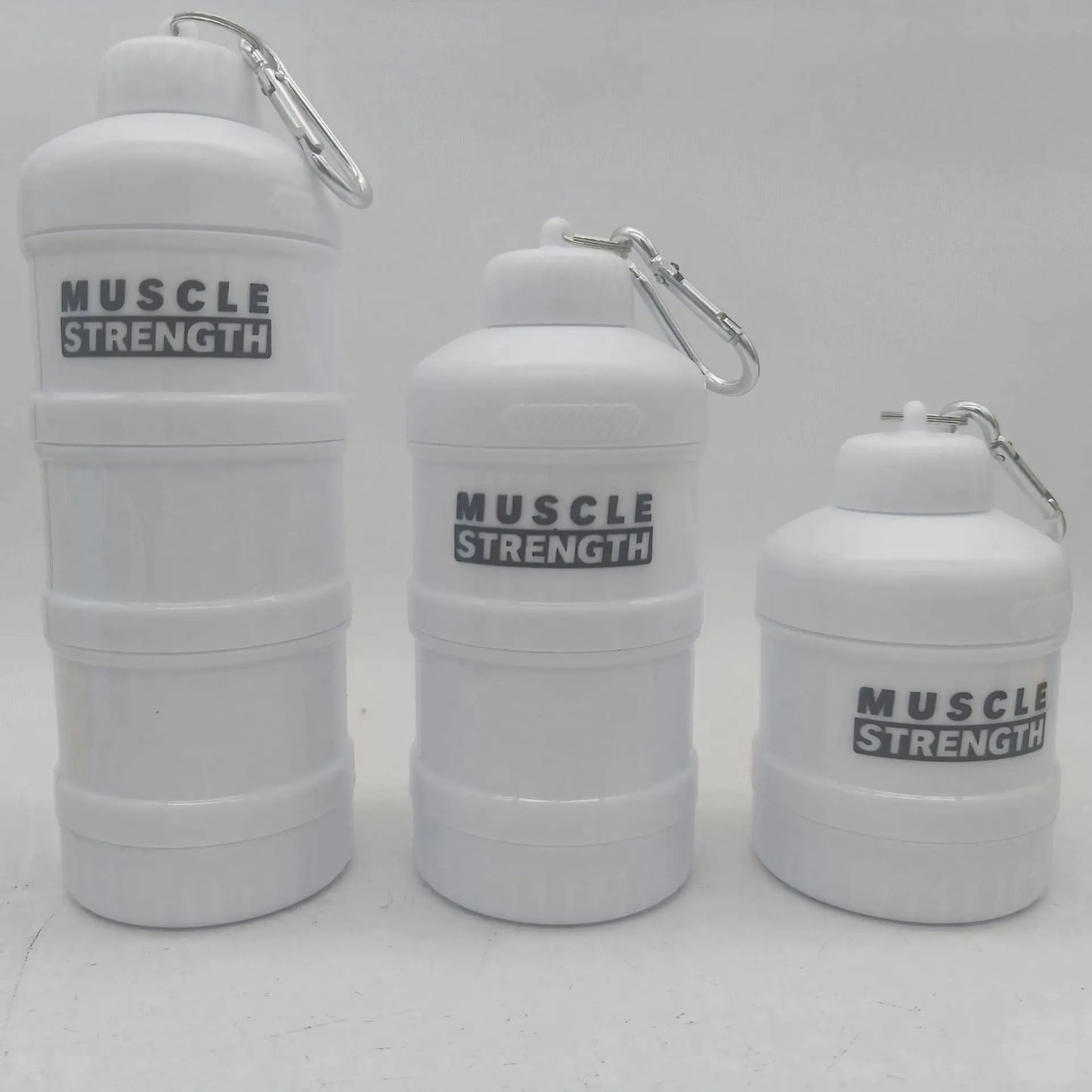 3-Layer Portable Protein Powder Box – Fitness Supplement Storage with Funnel & Handle