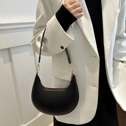 Women’s Moon-Shaped Shoulder Bag – Luxury High-End Baseball Style Elegant Crossbody Handbag Fashionable Lady Purse