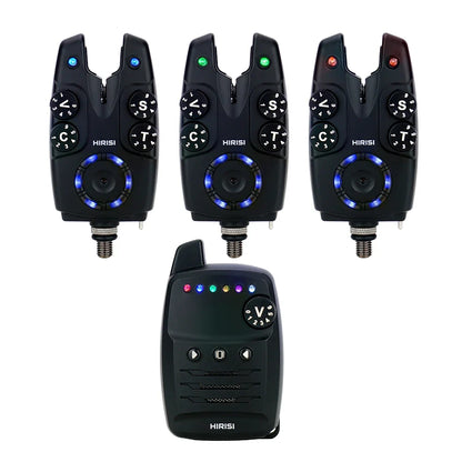 Hirisi S4 Carp Fishing Alarm Set - Anti-Theft Bite Indicators 1+4 Tackle System for Carp Angling