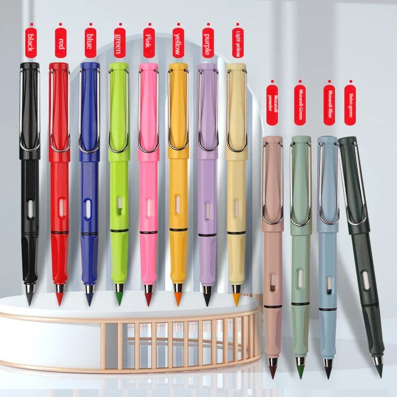 12-Color Everlasting Pencil Set with Eraser - Unlimited Writing & Erasing Pens for Kids, School & Art Supplies