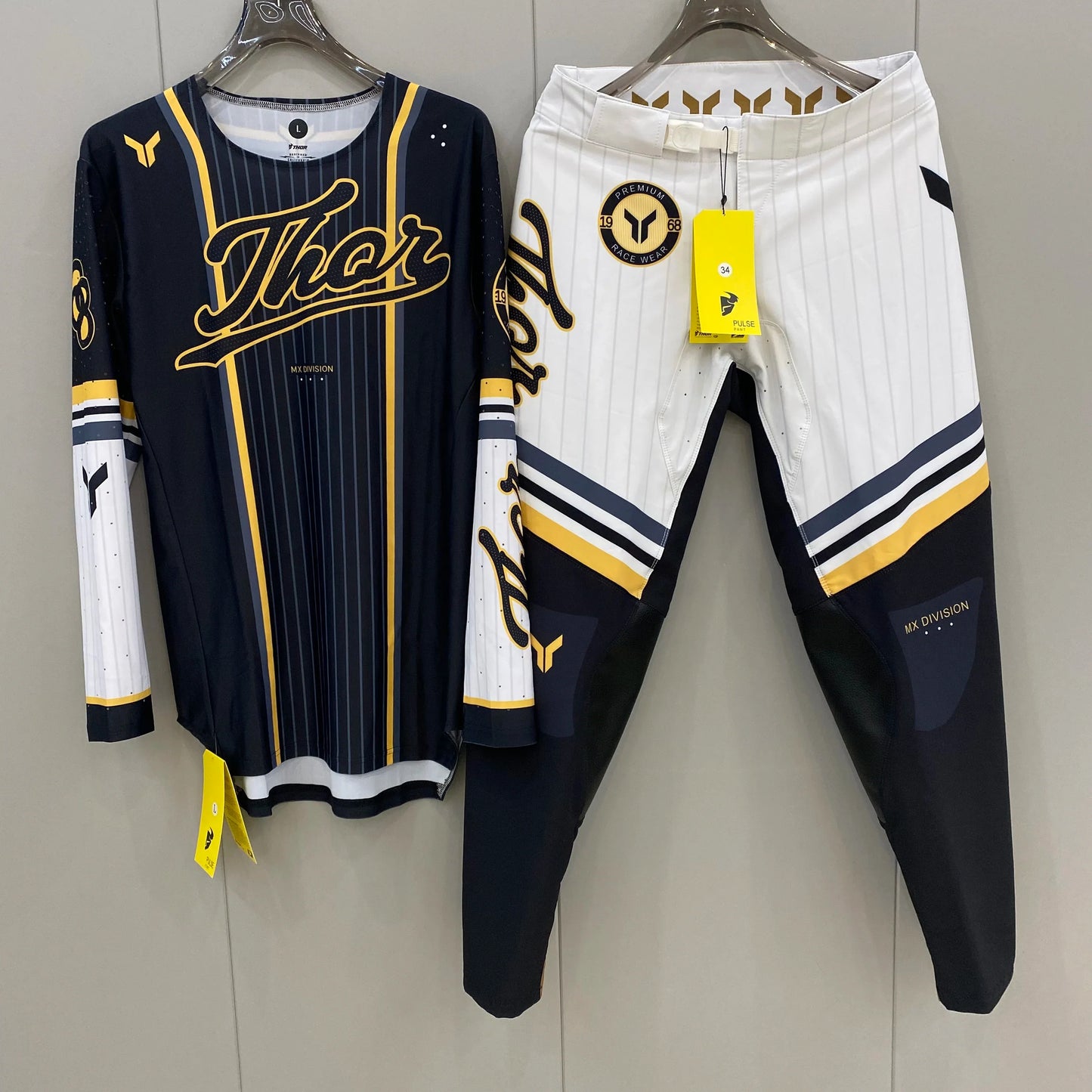 Thor 2026 Motorcycle Riding Set - Bleach Black Camo Off-Road Racing Gear Long Sleeve Jersey and Pants