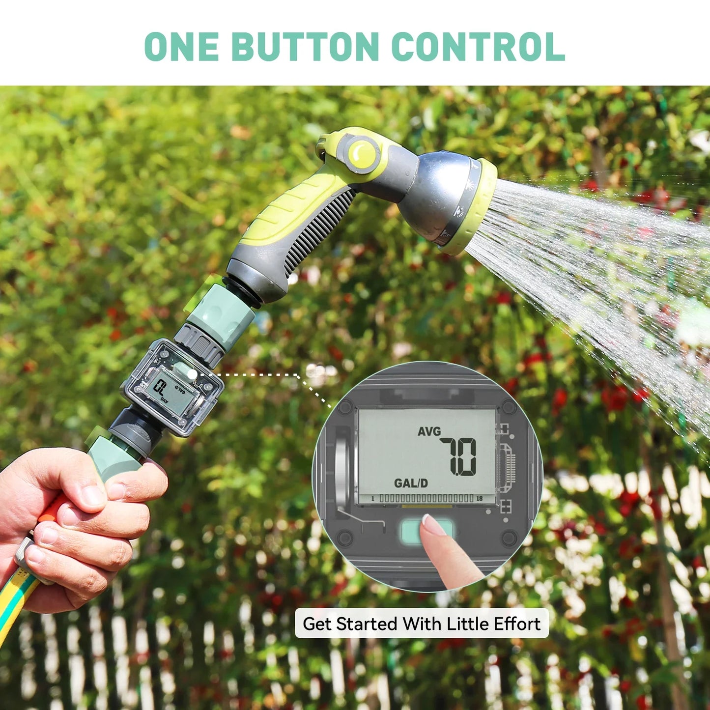 Digital Water Flow Meter for Outdoor Garden Hose - Measure Consumption and Flow Rate with Quick Connectors