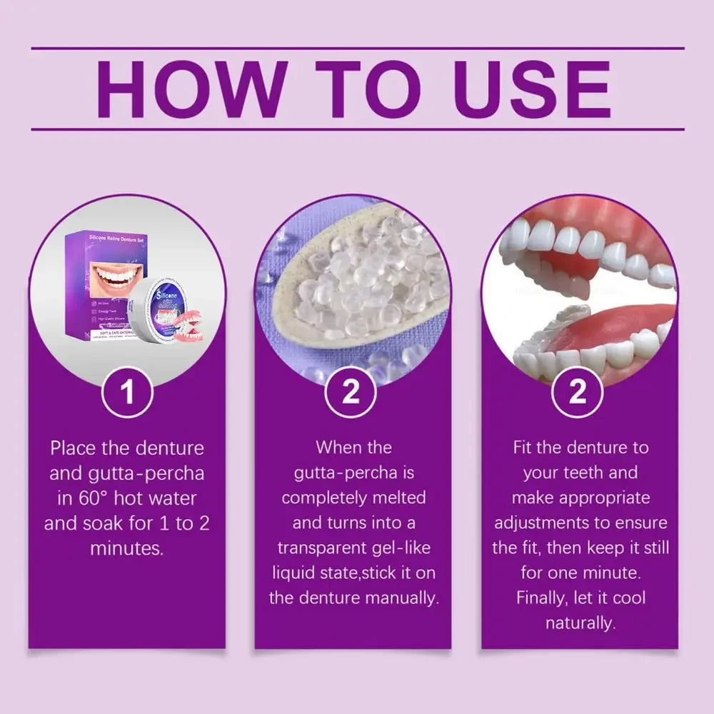 Silicone Denture Set – Temporary Fake Teeth for Orthodontic Fit, Whitening & Oral Hygiene Care