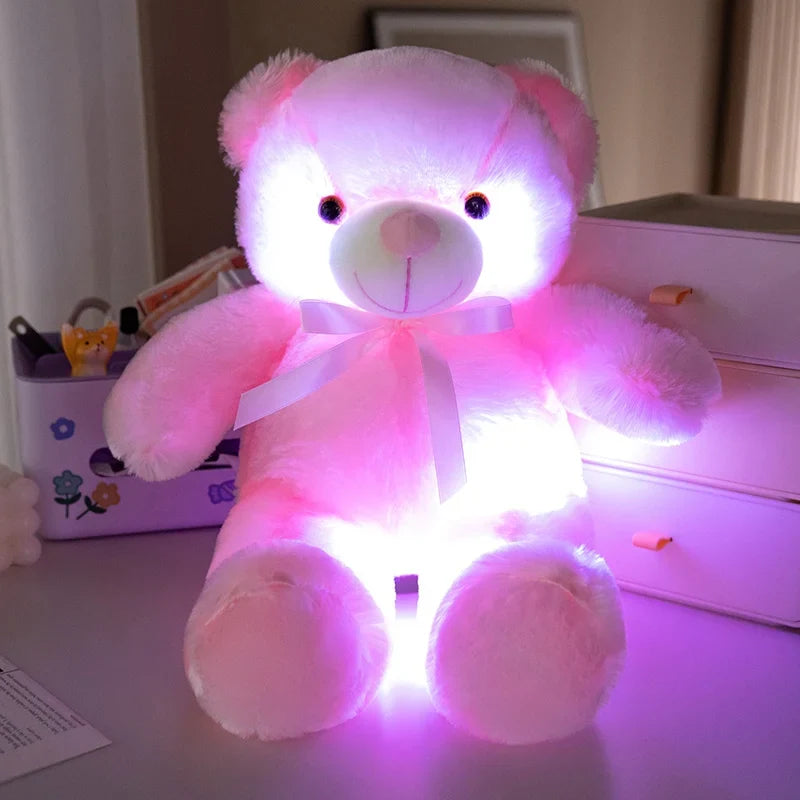 Colorful Glowing Bear Plush Toy – LED Light-Up Teddy Bear, Creative Luminous Stuffed Animal for Kids, Xmas & Birthday Gift