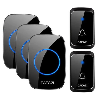 CACAZI A06 DC Battery-Operated Wireless Waterproof Doorbell – 300M Remote, 36 Chimes, Cordless Home Call Bell