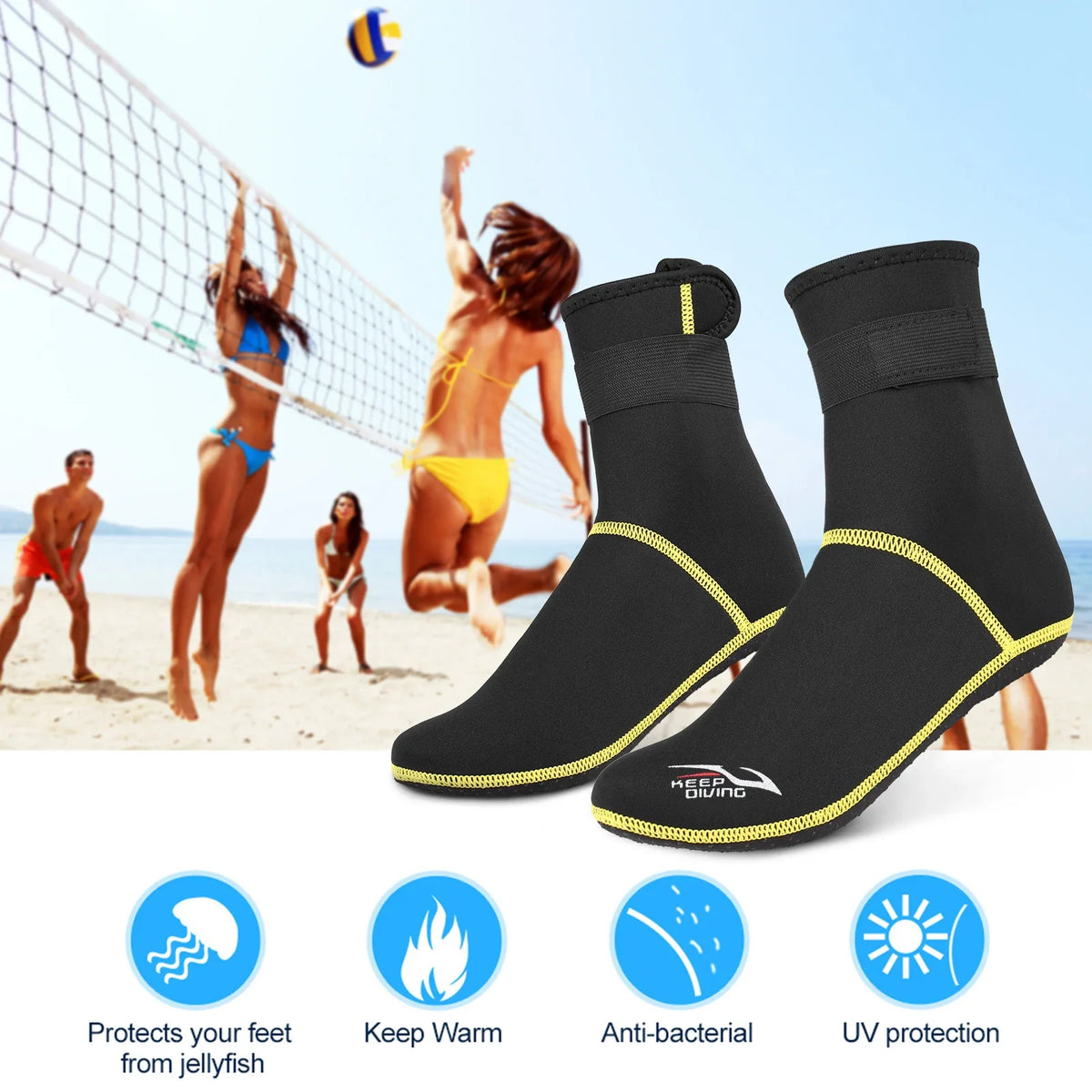 3mm Neoprene Outdoor Diving Socks - Thermal Wetsuit Boots for Snorkeling, Sailing, Swimming - Anti-Slip Beach Water Socks