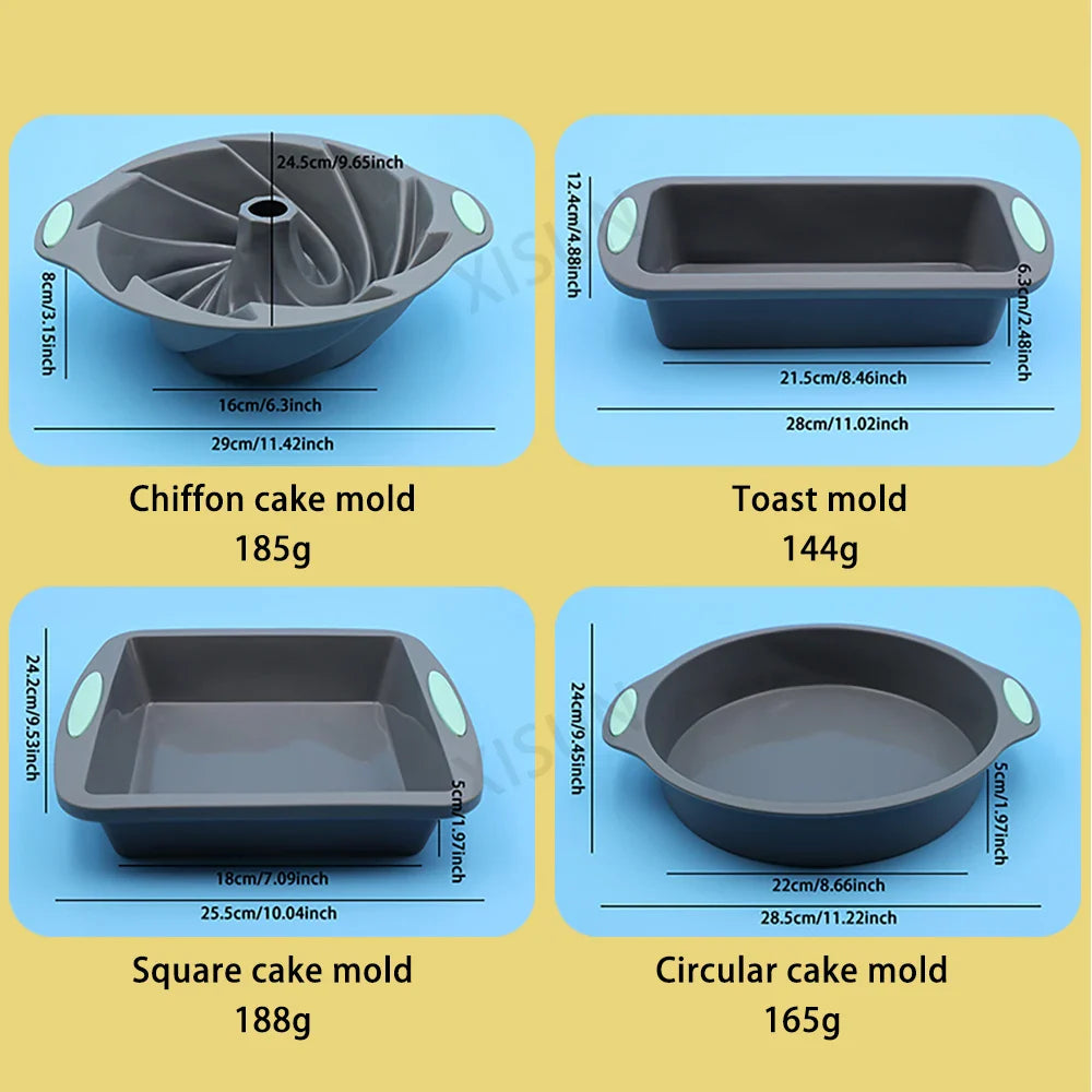 Heat Resistant Silicone Bakeware Set - Loaf, Bread, Muffin, Donut, and Cake Baking Tray Oven Pan Set
