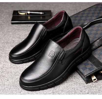 Genuine Leather Handmade Men's Shoes – Casual Loafers, Breathable Slip-On Walking Sneakers for Outdoor Wear