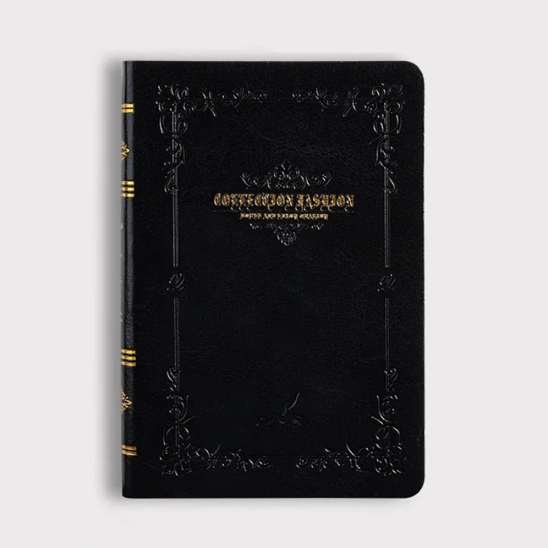 A6/A7 Vintage Hot Gold Printed Notebook – Cute Compact PU Leather Pocket Diary, Hard Shell School & Office Supplies