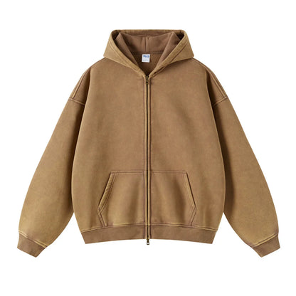 Batik Fleece Zipper Hoodie – Warm Ethnic Style Zip-Up Sweatshirt