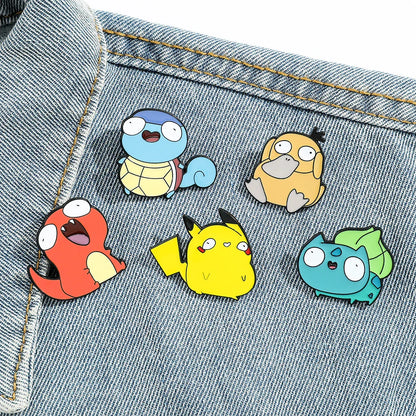 Kawaii Anime Enamel Pins — Cute Psyduck, Pikachu & Charmander Brooches for Kids, Hats & Accessories Gifts
