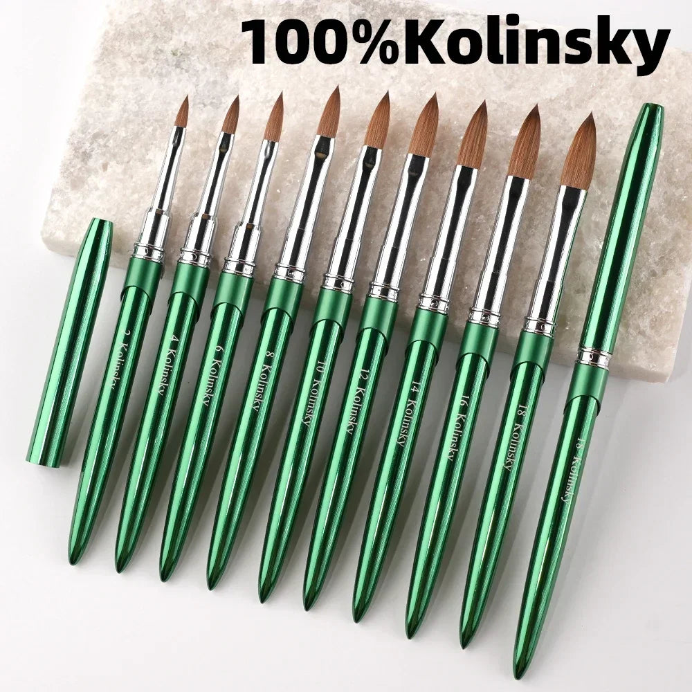 Kolinsky Acrylic Nail Brush — 100% Pure Metal Handle, Sizes 2-18 High-Quality Nail Tool
