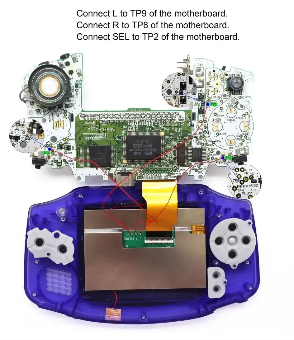 GBA V5 Laminated IPS LCD Backlight Kit – Built-In 1800mAh Rechargeable Battery with Type-C Port for Game Boy Advance