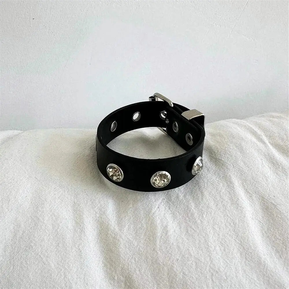 2024 Punk Cool Adjustable PU Bracelet for Men & Women – Vintage Gothic, Hip Hop, Rock, Kpop Dancer Jewelry Accessories