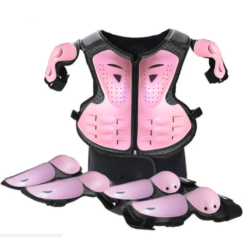 Kids Motocross Body Armor Vest – Chest, Spine & Knee Protection Gear for Boys & Girls (Height 0.85–1.7m)