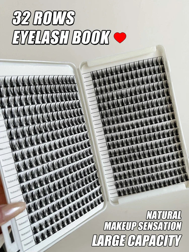 Individual Lash Extensions Kit – DIY Cluster Eyelash Book, False Lashes for Home Makeup