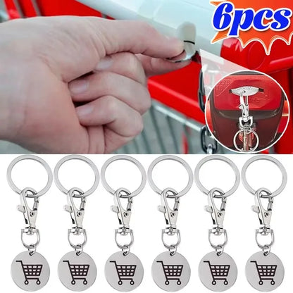 Shopping Trolley Token Keychain – Mini Metal Supermarket Cart Coin Remover Key Ring Unisex Grocery Accessory Gift