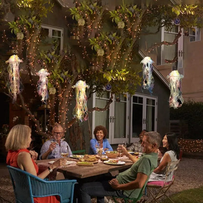 Gradient Jellyfish LED Light – Handmade Festival Pendant & Night Decoration for Courtyard Lighting