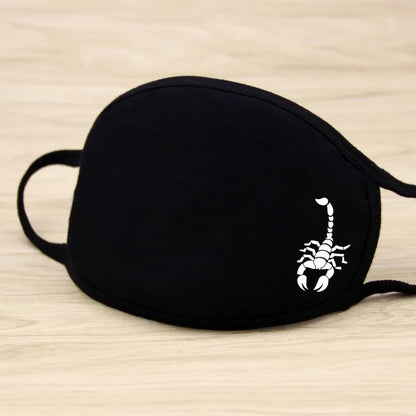 Black Cotton Winter Mask — Unisex Thickened Half-Face Cotton Cartoon Pattern Anti-Dust Respirator