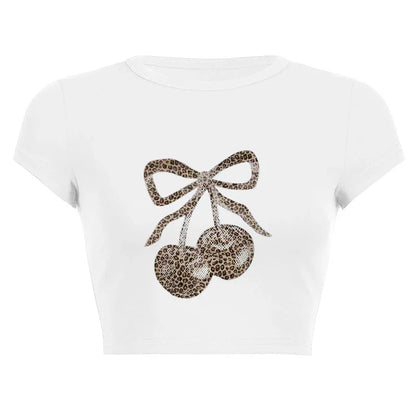 Harajuku Y2K Women’s White Crop Top – Casual Short Loose Summer Tee