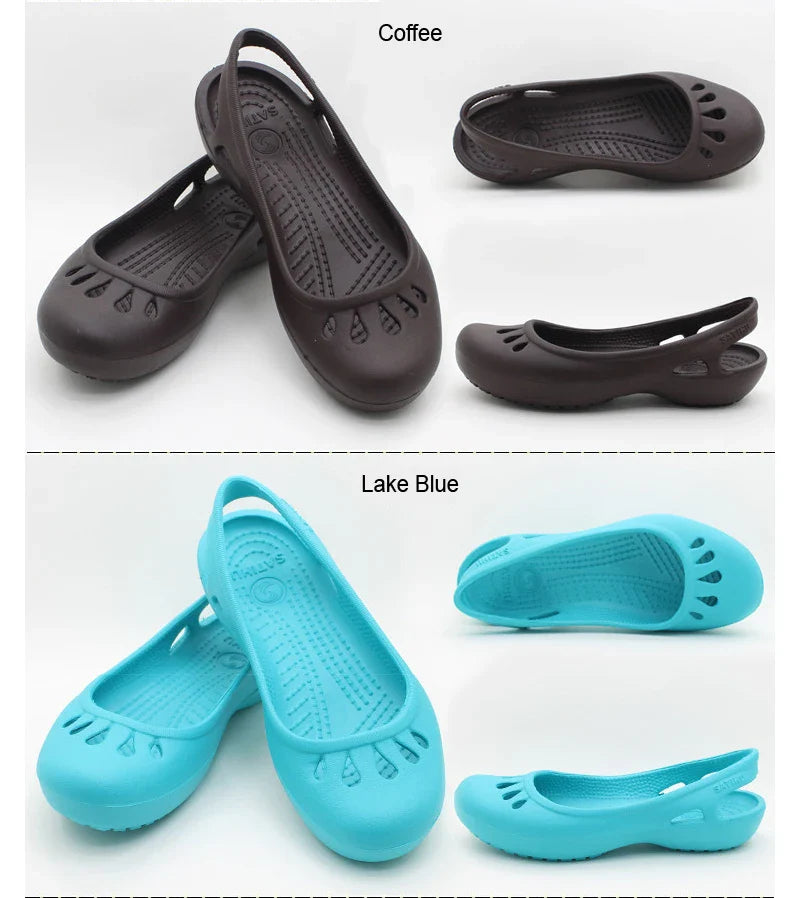 Certified Satihu Summer Lightweight Anti-Slip Clogs for Women - Flat Bottom Sandals, Nurse, Outdoor, Beach Jelly Shoes