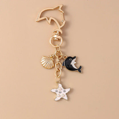 Summer Beach Shell Keychain – Octopus and Starfish Marine Life Pendant for Women, Girls, Handbag Decor, and Gifts