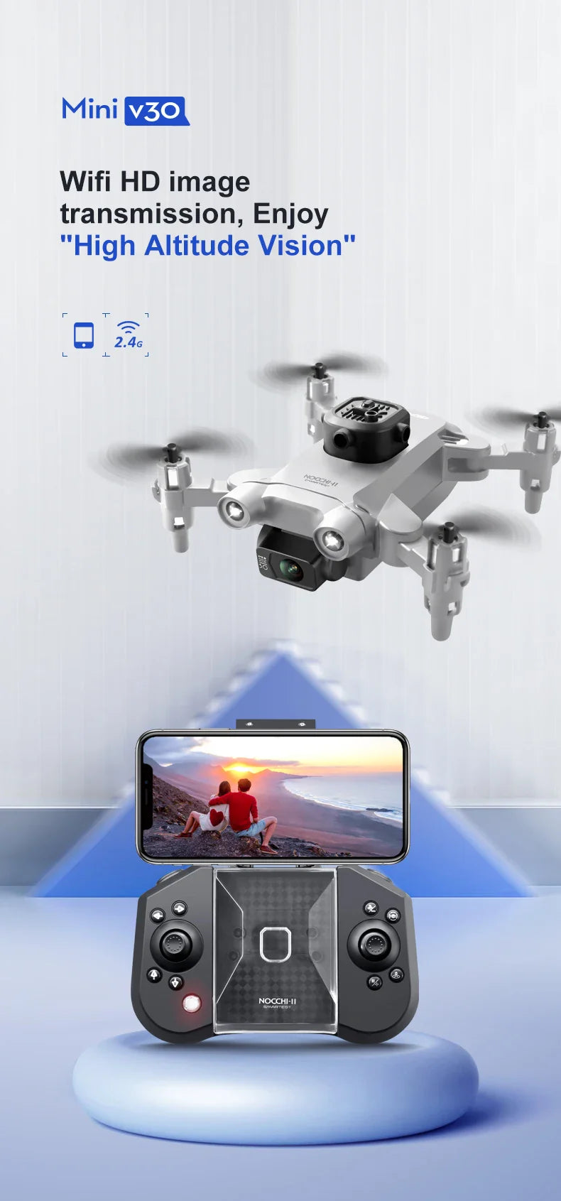 4DRC V30 Mini Drone – 4K/1080P HD Camera FPV RC Quadcopter with 5-Sided Obstacle Avoidance, Toy Gift Helicopter