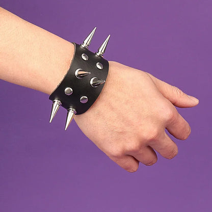 Punk Rock Hip Hop PU Leather Bracelet – Unisex Skull, Pentagram & Rivet Chain Bracelet, Trendy Party Jewelry Accessory