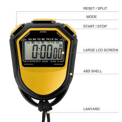 Classic Waterproof Digital Sports Stopwatch – Professional LCD Timer with String for Timing Events