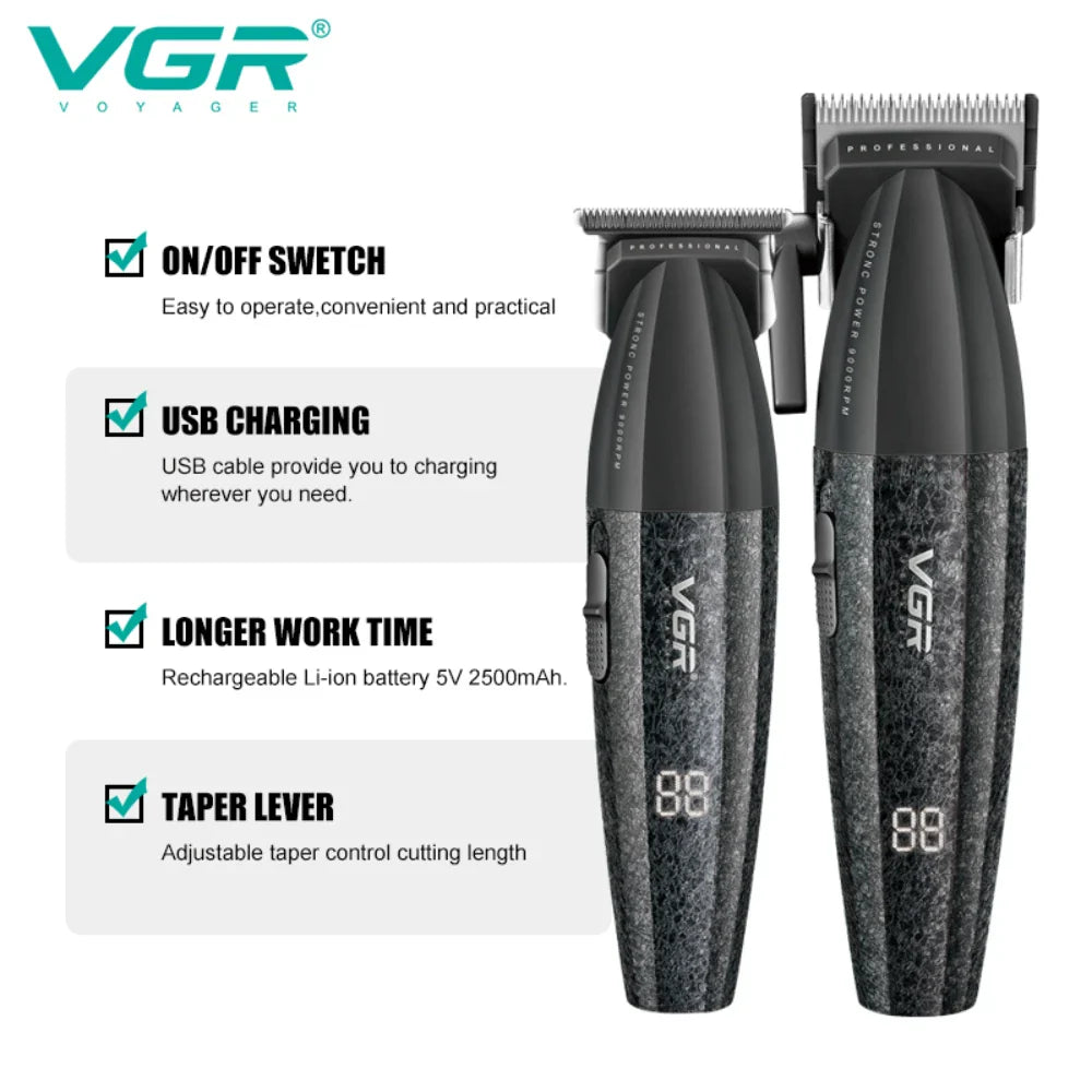 VGR V-640 Hair Trimmer – Professional Electric Hair Clipper, 9000 RPM Metal Trimmer for Men, Barber Hair Cutting Machine