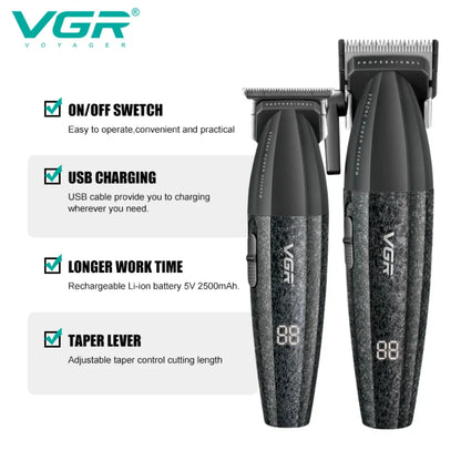 VGR V-640 Hair Trimmer – Professional Electric Hair Clipper, 9000 RPM Metal Trimmer for Men, Barber Hair Cutting Machine