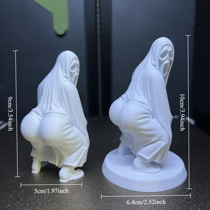 3D Printed Shake Butt Ghost Statue – Electric Dancing Ghost Face Killer, Scream & Fun Halloween Parody Gift