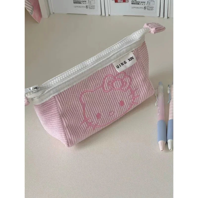 Kawaii Hello Kitty 2 Layered Large Capacity Pencil Bag – Cute Cartoon Student School Pencil Box, Gifts for Girls