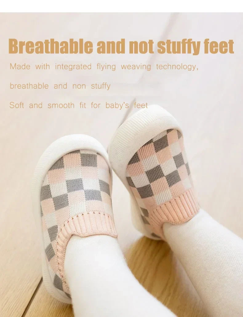 2025 Spring Toddler Slip-On Shoes – Non-Slip First Walkers for Boys and Girls, Classic Plaid Sneakers