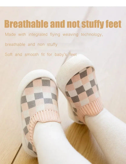 2025 Spring Toddler Slip-On Shoes – Non-Slip First Walkers for Boys and Girls, Classic Plaid Sneakers