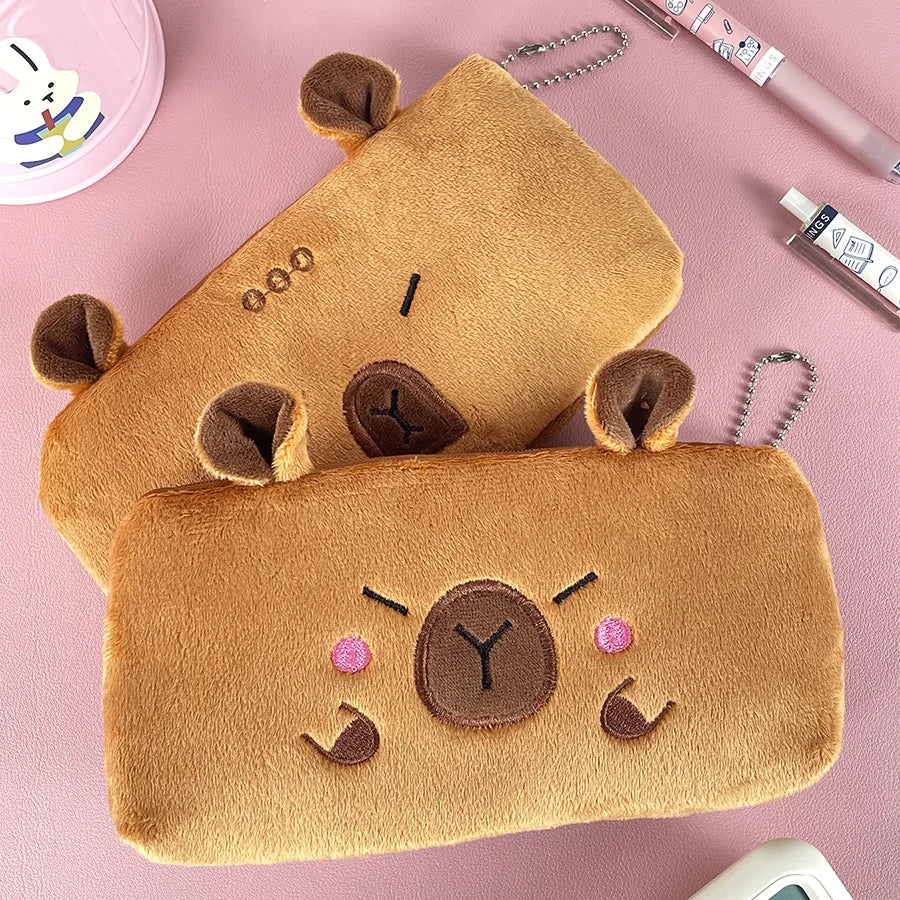 Cute Capybara Plush Pencil Case – Large Capacity Stationery & School Supplies Bag