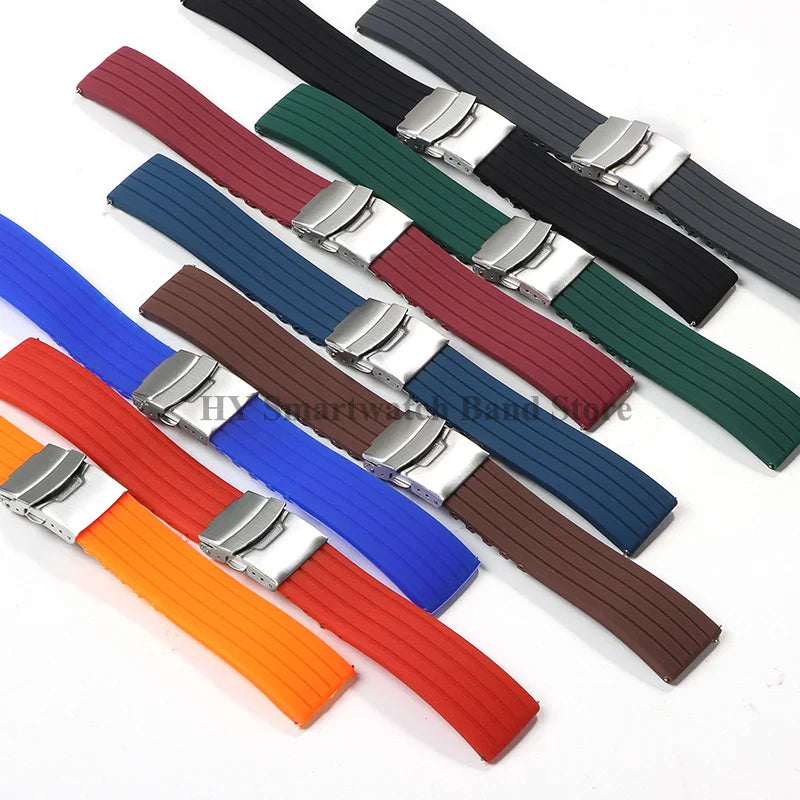 Quick Release Silicone Watch Strap 18–24mm – Sport Rubber Band for Huawei Watch GT2/3/4, Omega, Seiko, Fossil