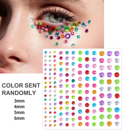 3D Holographic Teardrop Rhinestone Stickers - Self-Adhesive Crystal Diamond Face, Eye & Hair Decoration Tattoos