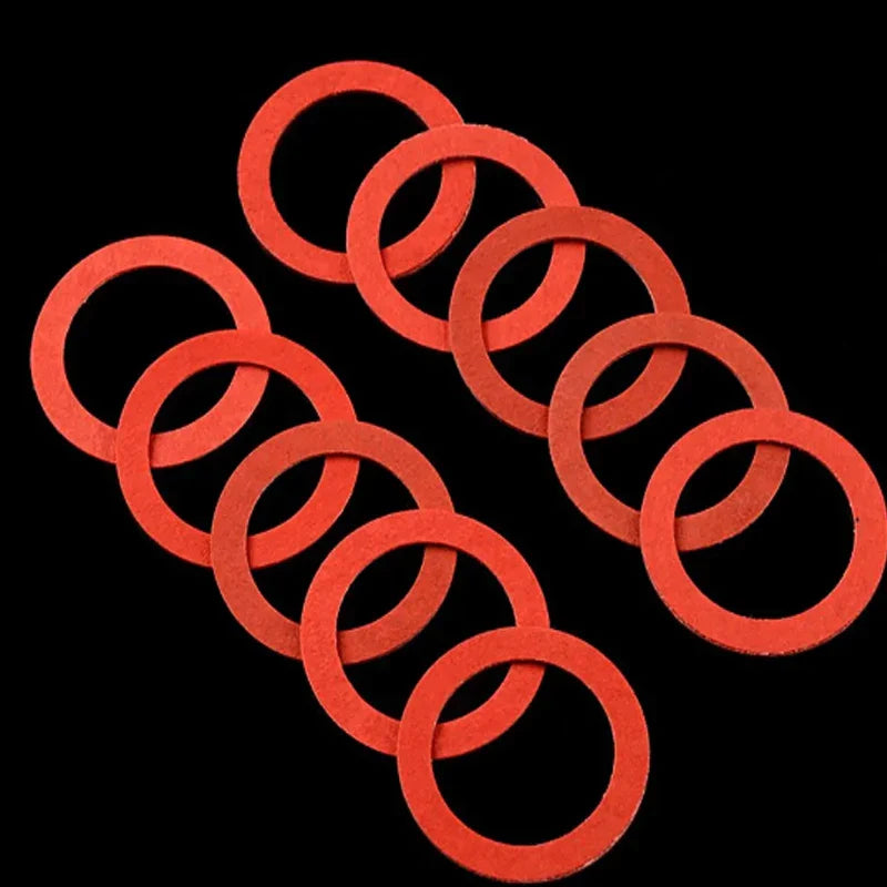 600Pcs Flat Washer Assortment Set – M10–M32 Red Steel & Fiber Insulation Sealing Rings for Fasteners, Bolts & Spacers
